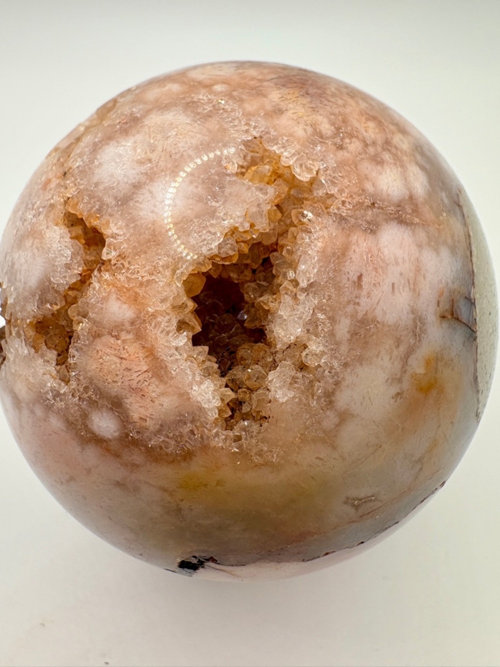 Flower Agate Sphere 3” Druzy Cherry Blossom Crystal Ball Decor